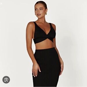 Meshki Kaesha Twist Front Top and Slit Skirt Set